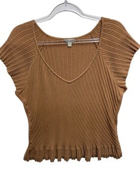 Cotton Knit Sweater Vest Asymmetrical Peplum Babydoll Top